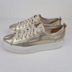 KEDS Women's 7.5 Metallic Gold Platform Sneakers